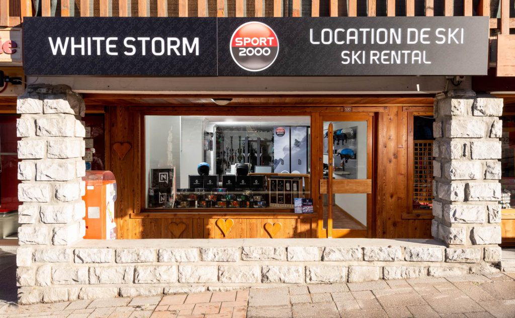 Front shop exterior of White Storm ski hire in Meribel